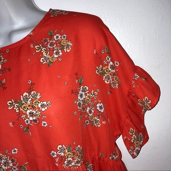 2/$20 Boho Empire Style Ruffle Sleeve Open Back Top M - Picture 4 of 8